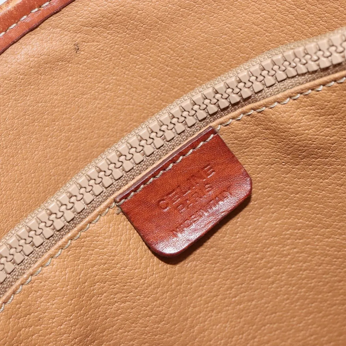 Celine Vintage Macadam Shopper Tote Canvas and Leather, Brown, Canvas, Tote Bag