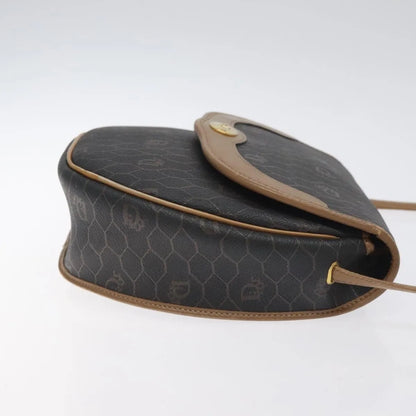 Christian Dior Vintage Honeycomb Flap Coated Canvas, Black, Canvas, Shoulder Bag