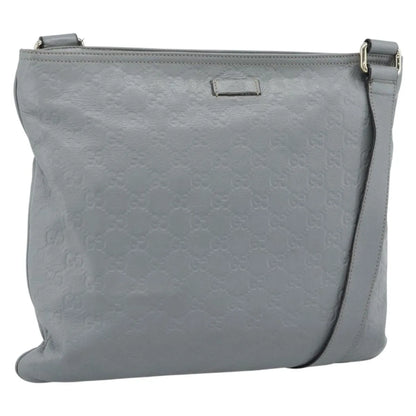 Gucci Zip Top Messenger Guccissima Leather, Gray, Canvas, Shoulder Bag