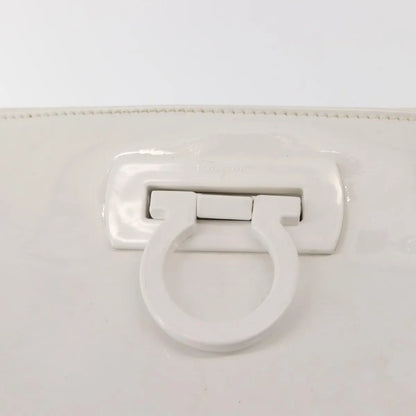 Salvatore Ferragamo Gancini Tote Patent leather, White, Patent Leather, Tote Bag