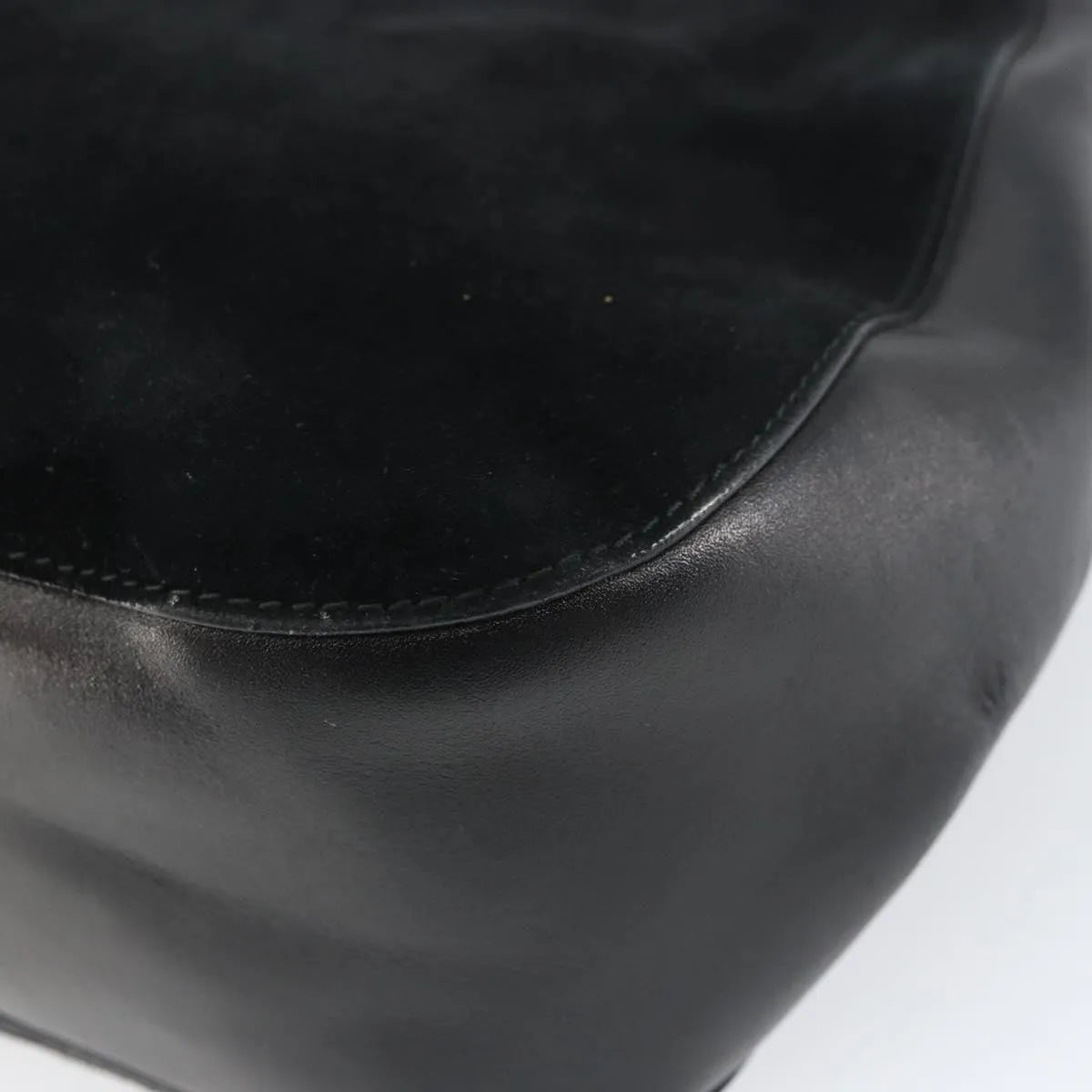 Gucci Vintage Bamboo Handle Suede, Black, Suede, Handbag