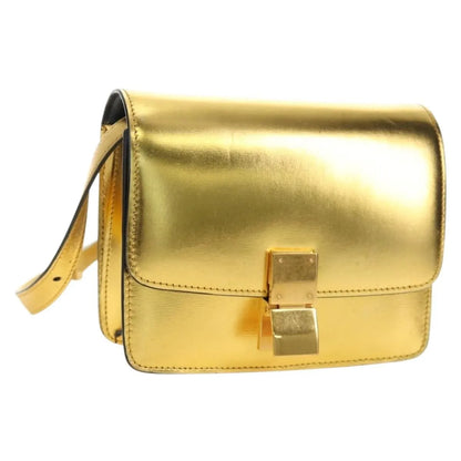 Celine Flap Shoulder Leather, Gold, Leather, Shoulder Bag