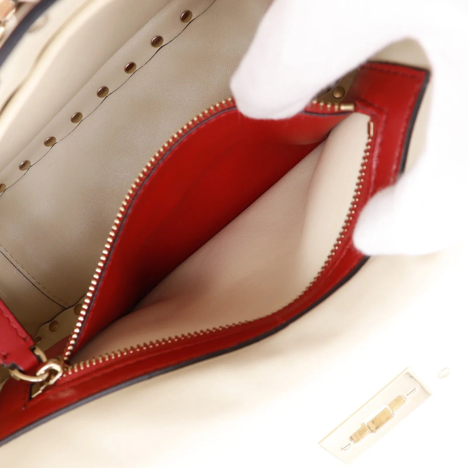 Valentino Garavani Free Rockstud Spike Flap Quilted Leather, White, Leather, Handbag