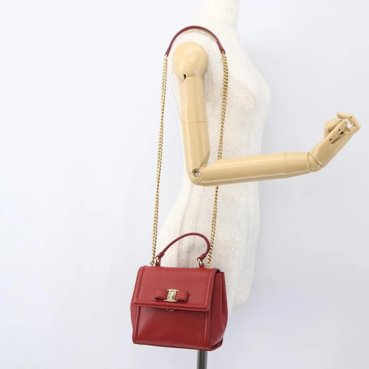 Salvatore Ferragamo Carrie Vara Saffiano Leather, Red, Leather, Shoulder Bag