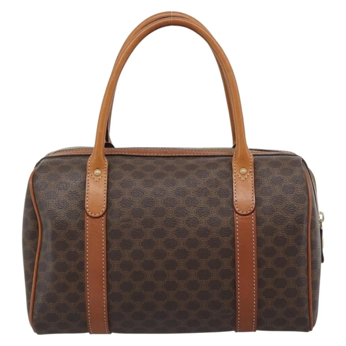 Celine boston Macadam Canvas, Brown, PVC, Travel Bag