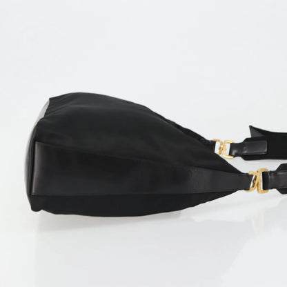 Prada Shoulder Python, Black, Nylon, Shoulder Bag