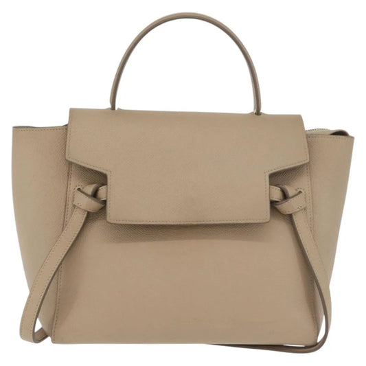 Celine Belt Calfskin, Beige, Leather, Handbag