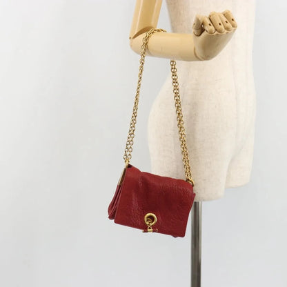 Saint Laurent Chain Leather, Red, Leather, Shoulder Bag