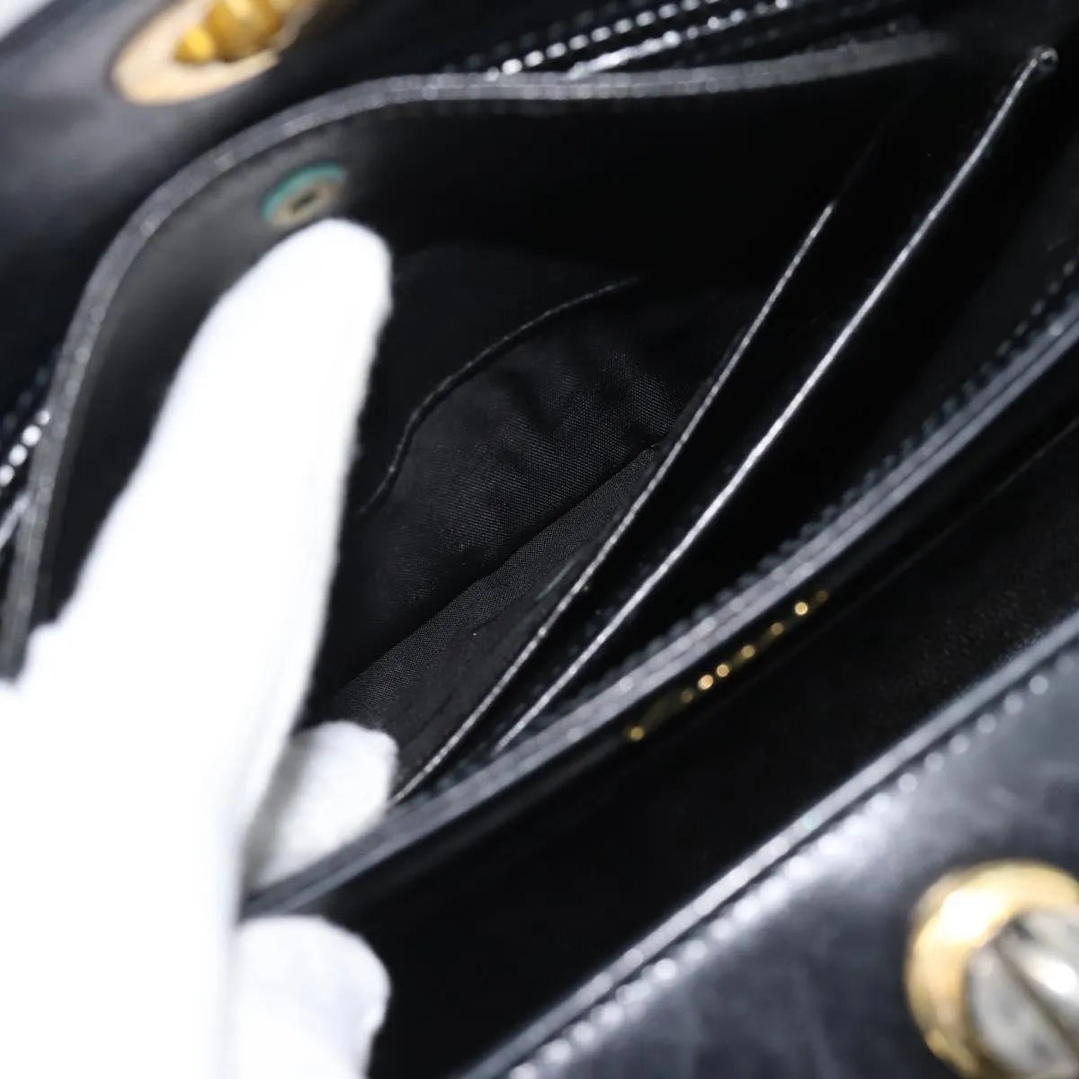 Gucci Vintage Convertible Box Leather, Black, Leather, Handbag