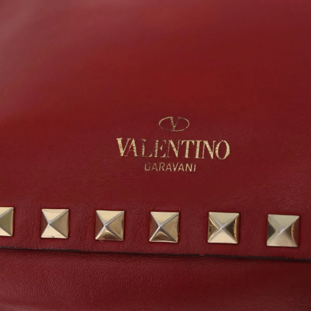 Valentino Garavani Rockstud Camera Leather, Red, Leather, Shoulder Bag