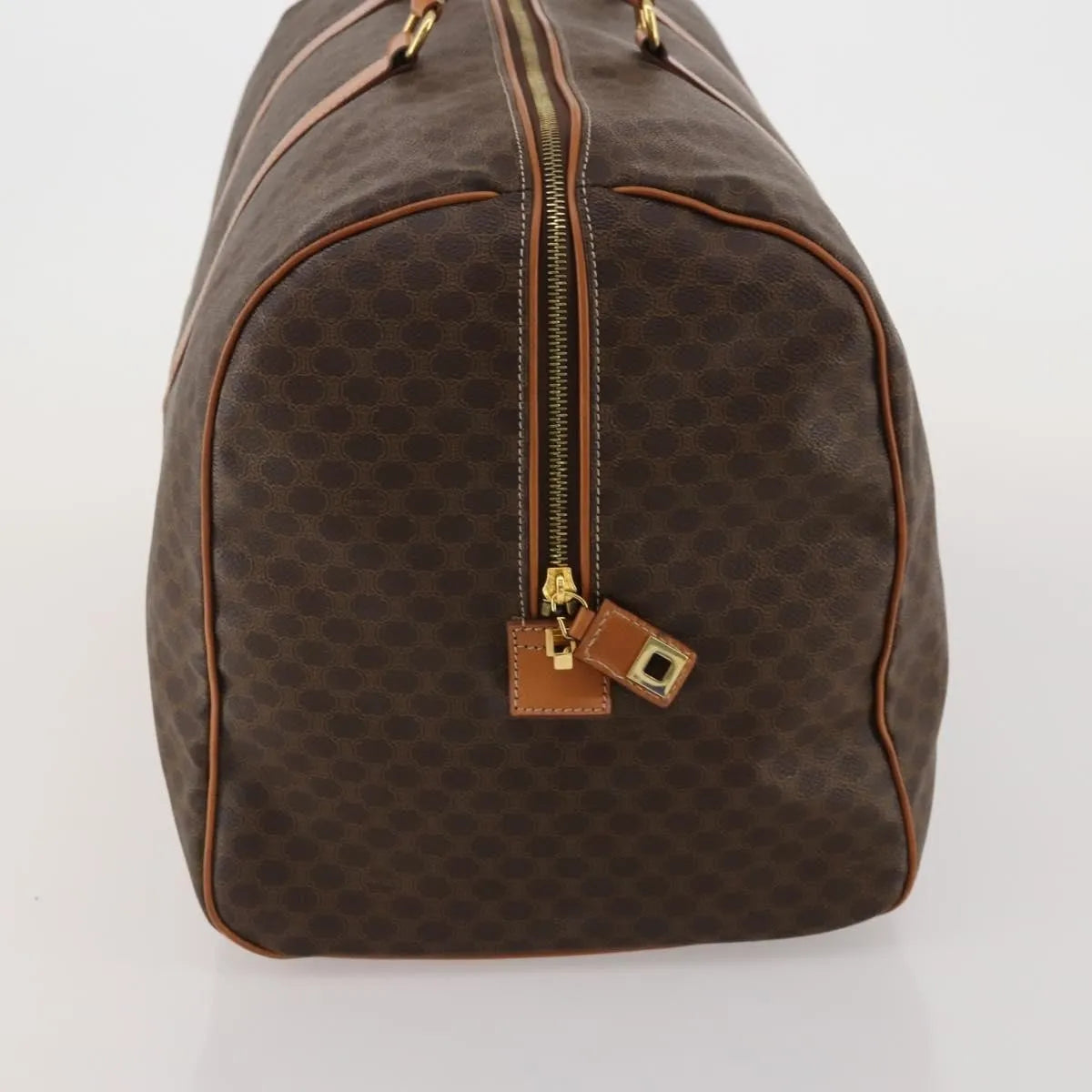 Celine Vintage Duffle Canvas and Leather, Brown, Canvas, Travel Bag