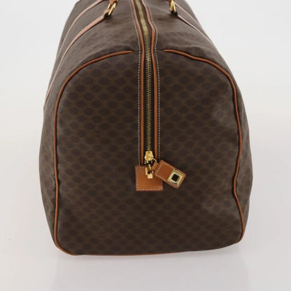 Celine Vintage Duffle Canvas and Leather, Brown, Canvas, Travel Bag