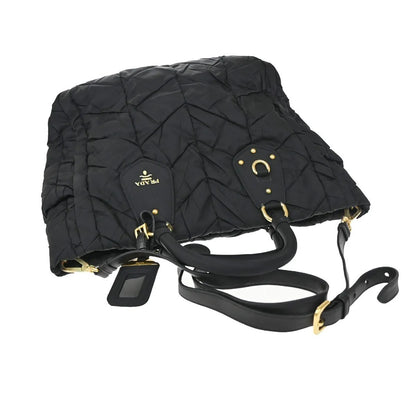 Prada Convertible Side Pocket Tote Chevron Tessuto, Black, Nylon, Tote Bag