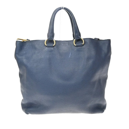 Prada Convertible Shopper Tote Vitello Daino, Navy, Leather, Tote Bag