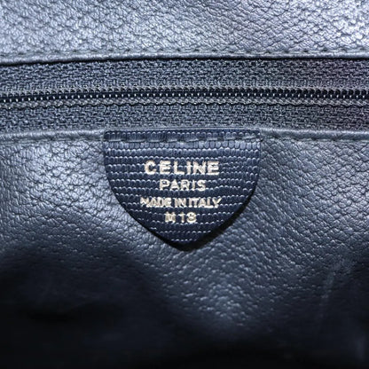 Celine Circle Logo Leather, Black, Leather, Handbag