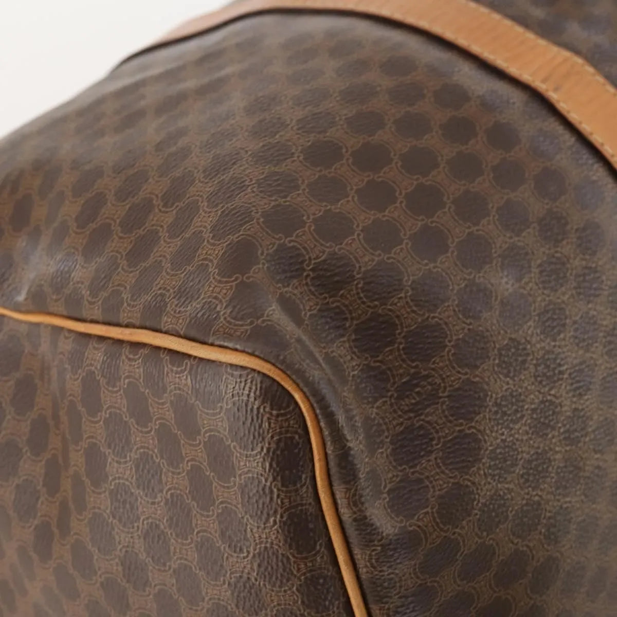 Celine Vintage Duffle Canvas and Leather, Brown, Canvas, Travel Bag