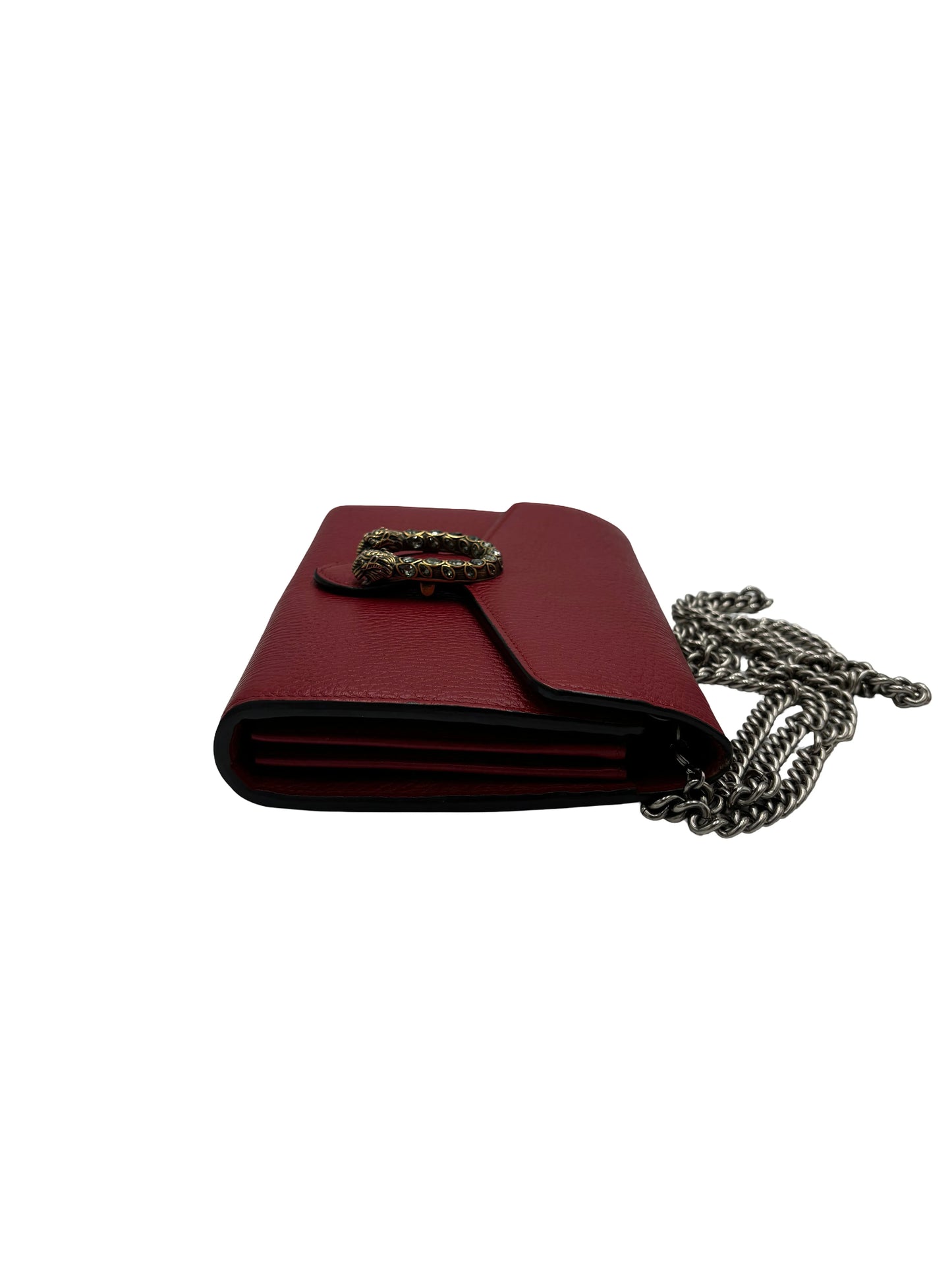 Gucci Dionysus chain Leather, Red, Leather, Wallet