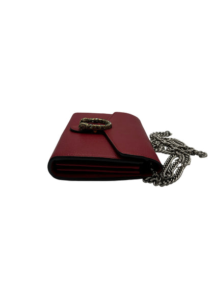 Gucci Dionysus chain Leather, Red, Leather, Wallet