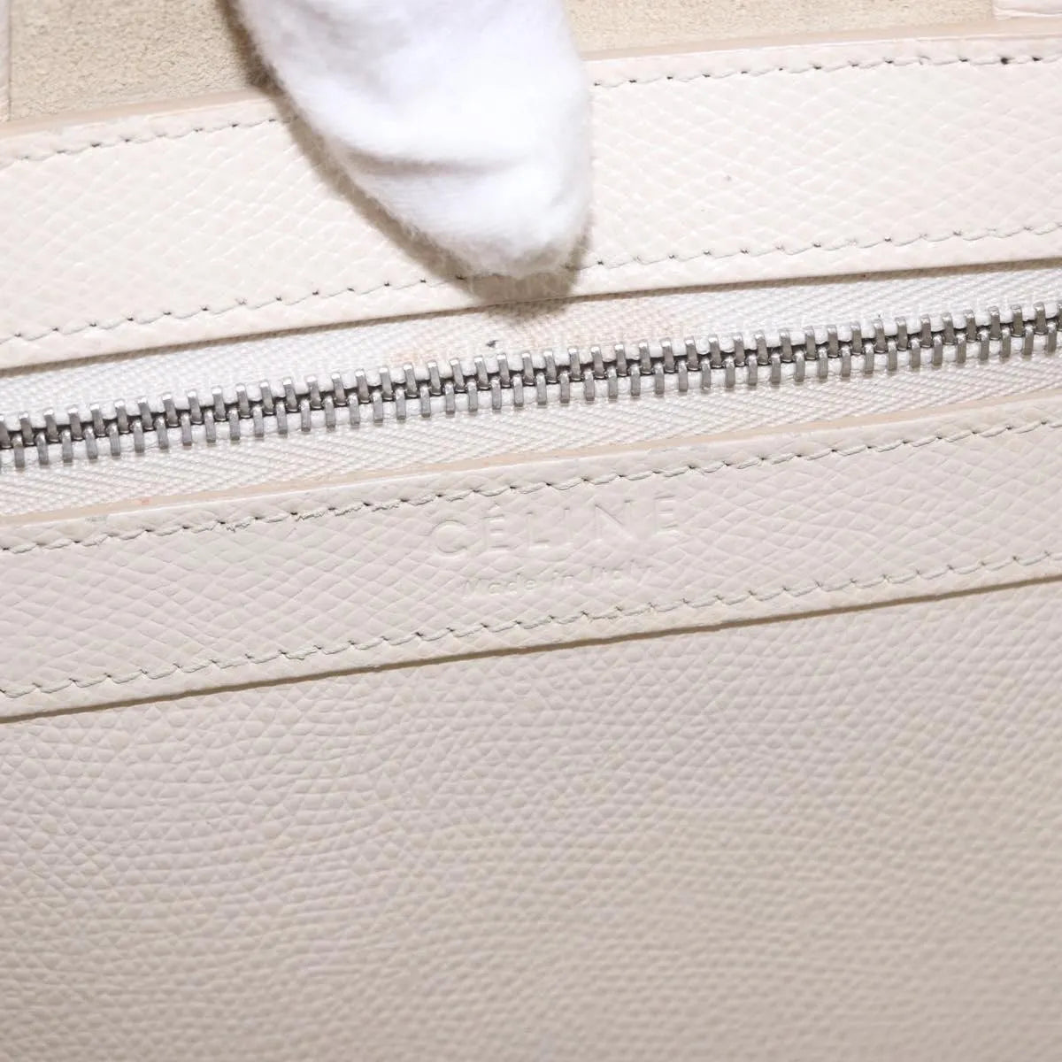 Celine Vertical Bi-Cabas Tote Leather, White, Leather, Tote Bag