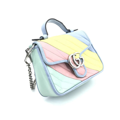 Gucci GG Marmont Top Handle Flap Diagonal Quilted Leather, Multicolour, Leather, Handbag