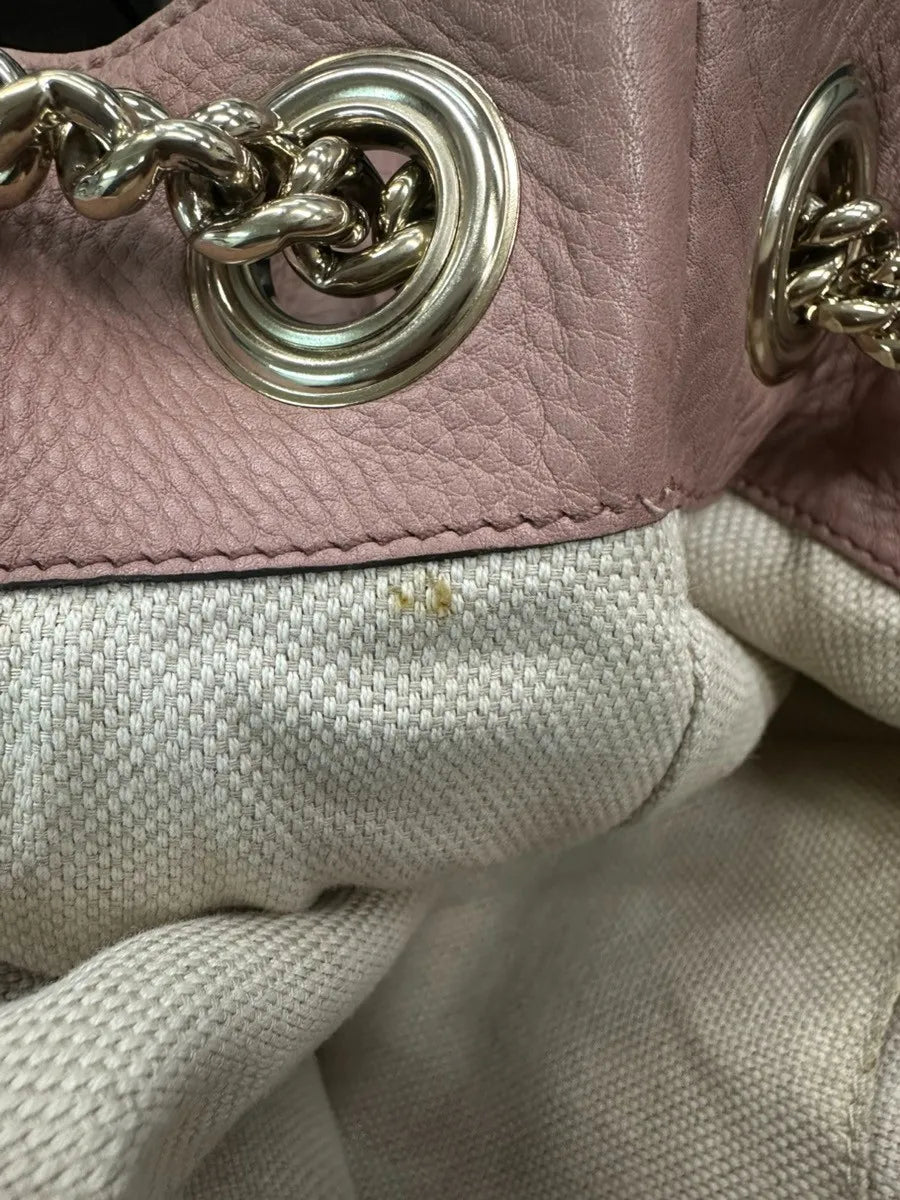Gucci Soho Chain Strap Leather, Pink, Leather, Shoulder Bag