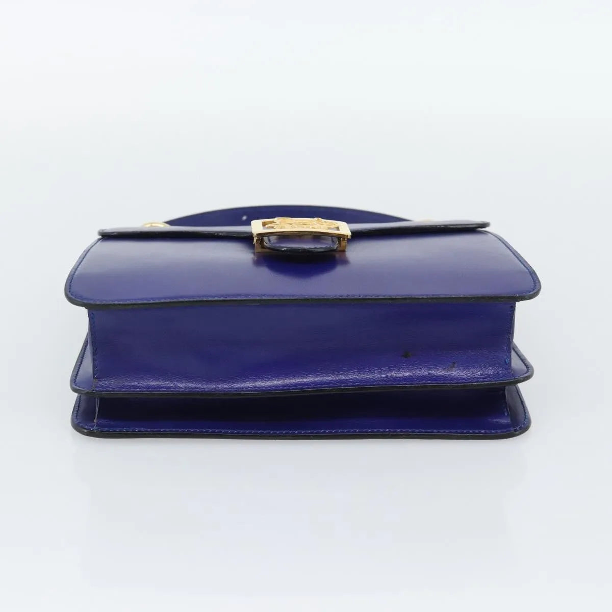 Celine Vintage Carriage Top Handle Leather, Blue, Leather, Handbag