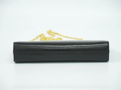 Salvatore Ferragamo Vintage Gancini Chain Leather, Black, Leather, Shoulder Bag