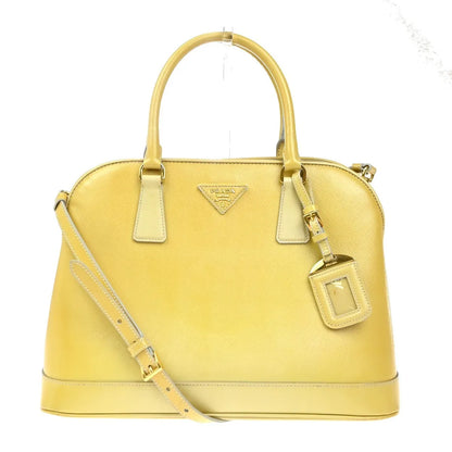 Prada Open Promenade Saffiano Leather, Yellow, Leather, Handbag