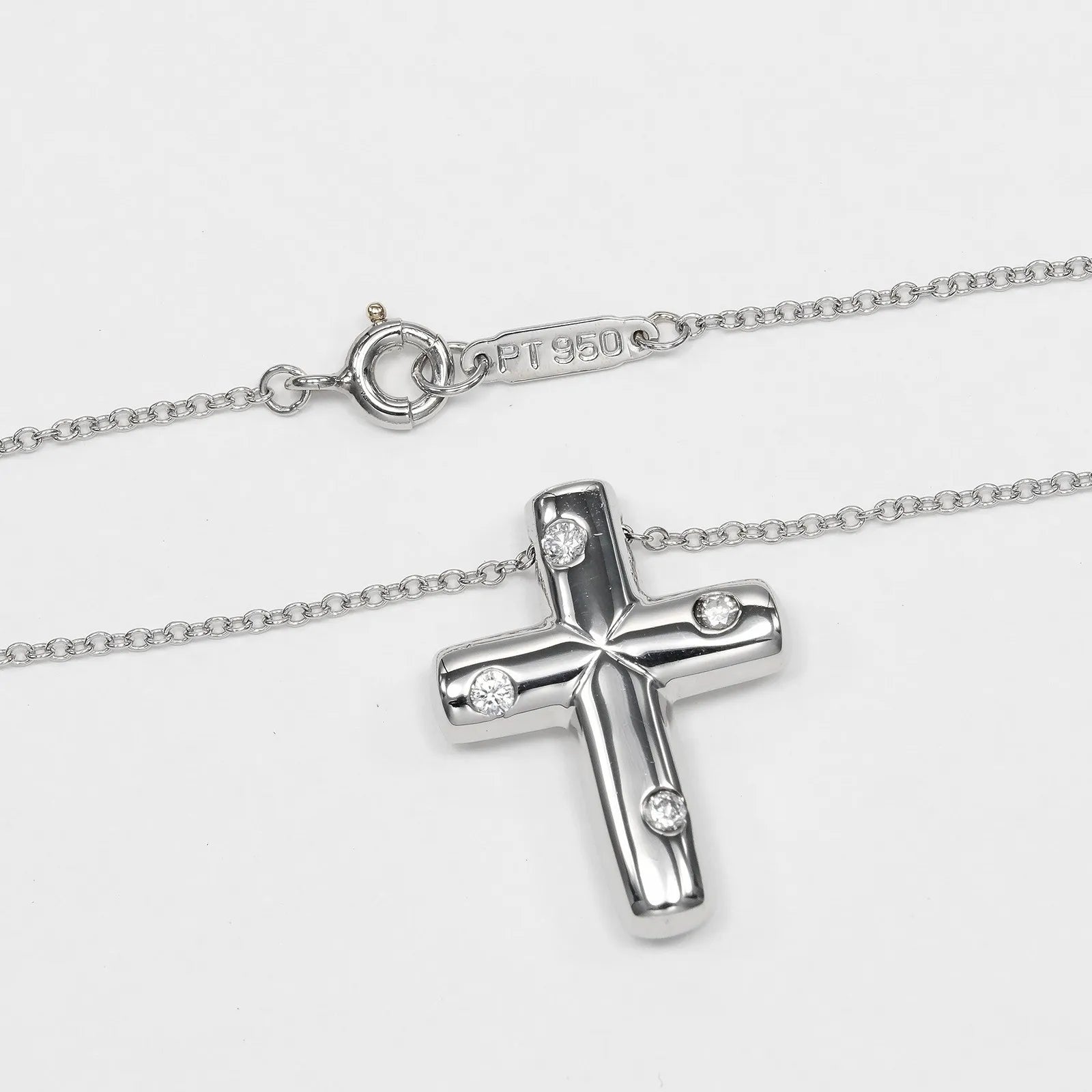 Tiffany & Co. Cross Pendant Platinum and Diamonds, Silver, Platinum, Necklace