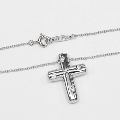Tiffany & Co. Cross Pendant Platinum and Diamonds, Silver, Platinum, Necklace