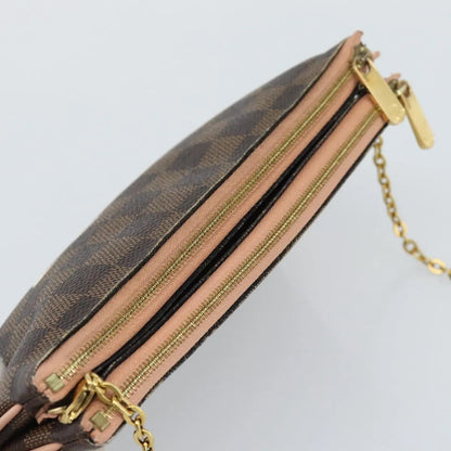 Louis Vuitton Double Zip Pochette Damier, Brown, Canvas, Clutch