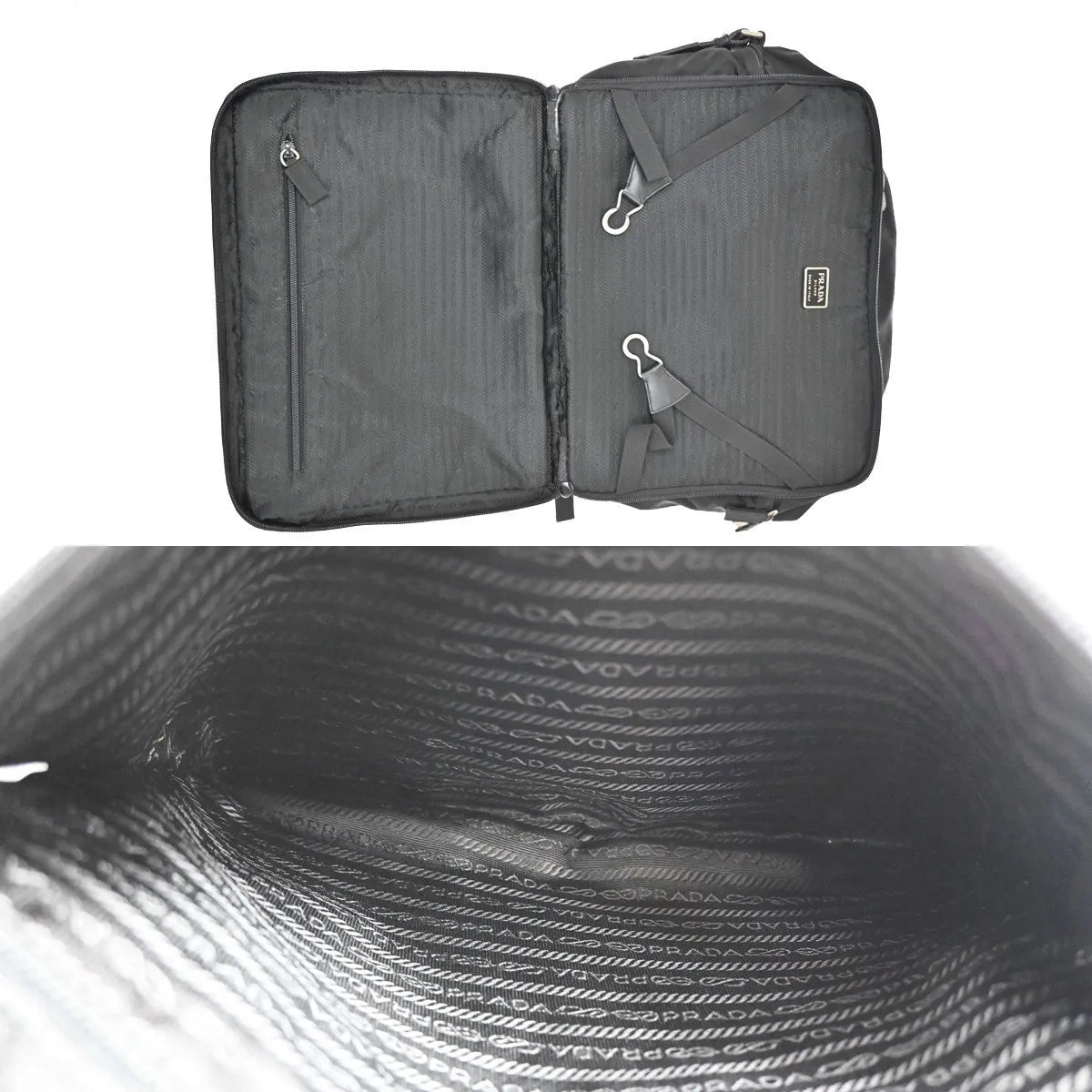 Prada Expandable Front Zip Boston Tessuto, Black, Nylon, Travel Bag
