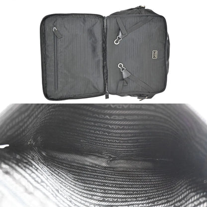 Prada Expandable Front Zip Boston Tessuto, Black, Nylon, Travel Bag