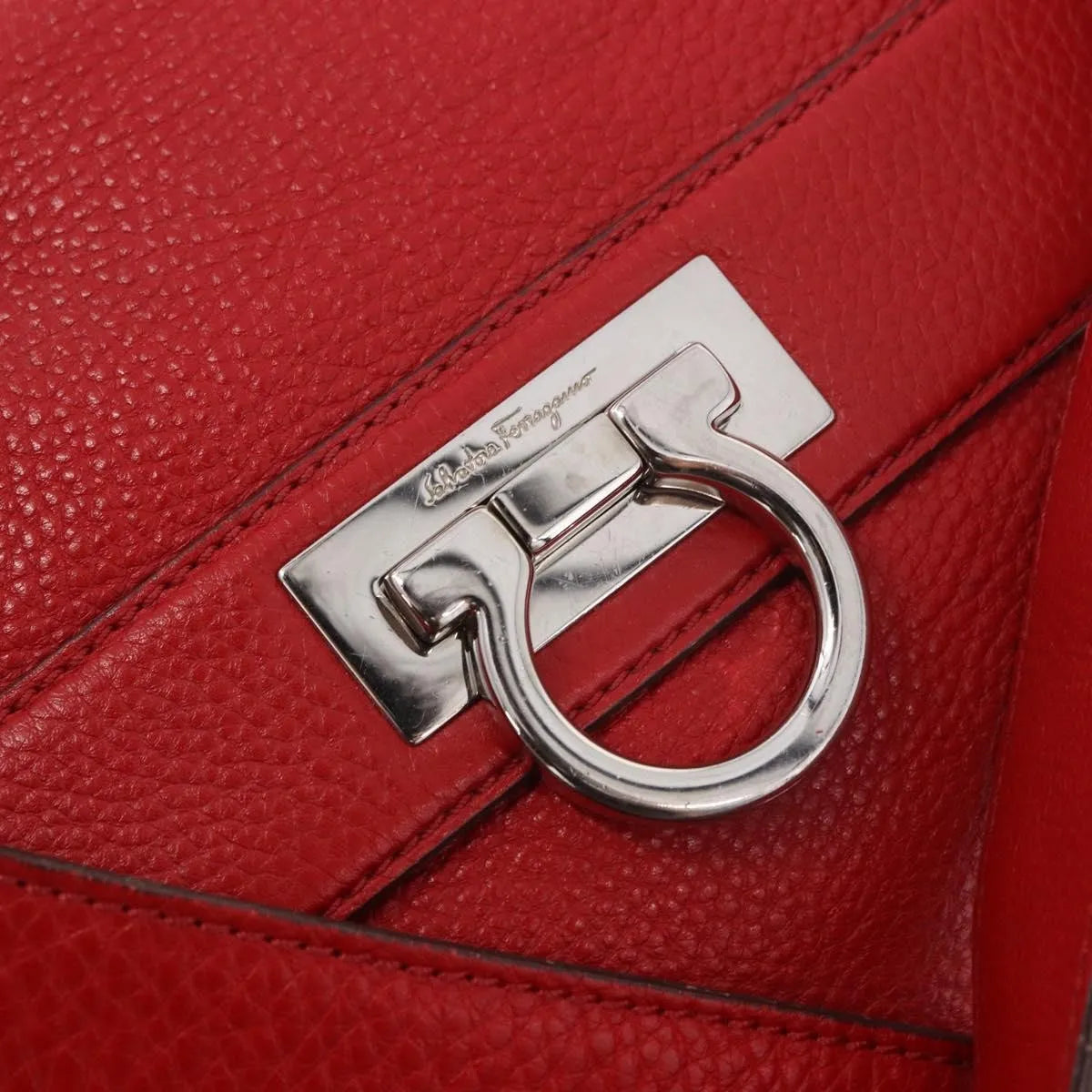 Salvatore Ferragamo Sofia Satchel Leather, Red, Leather, Handbag