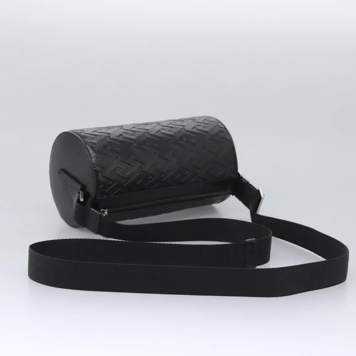 Versace La Greca Leather, Black, Leather, Shoulder Bag