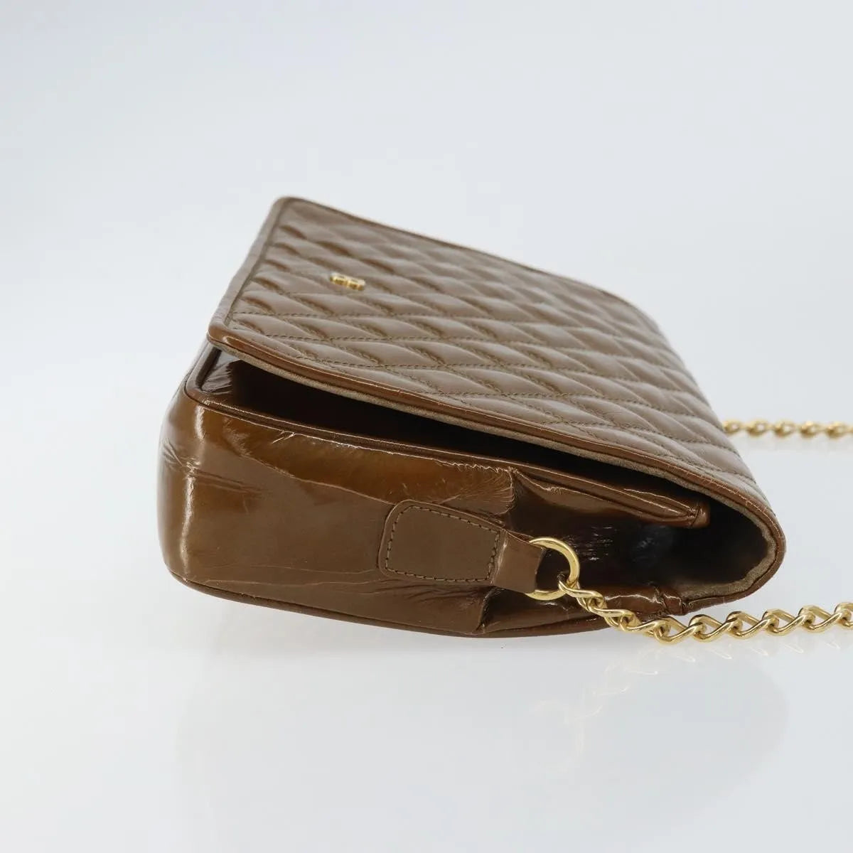 Bally Vintage Chain Quilted Patent leather, Brown, Patent Leather, Shoulder Bag