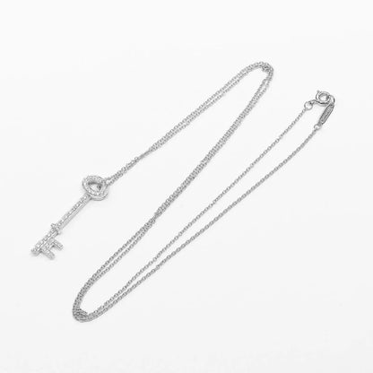 Tiffany & Co. Oval Key Pendant Platinum and Diamonds, Silver, Platinum, Necklace