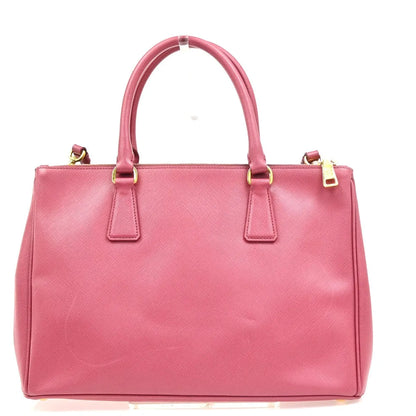Prada Double Zip Lux Convertible Tote Saffiano Leather, Pink, Leather, Tote Bag