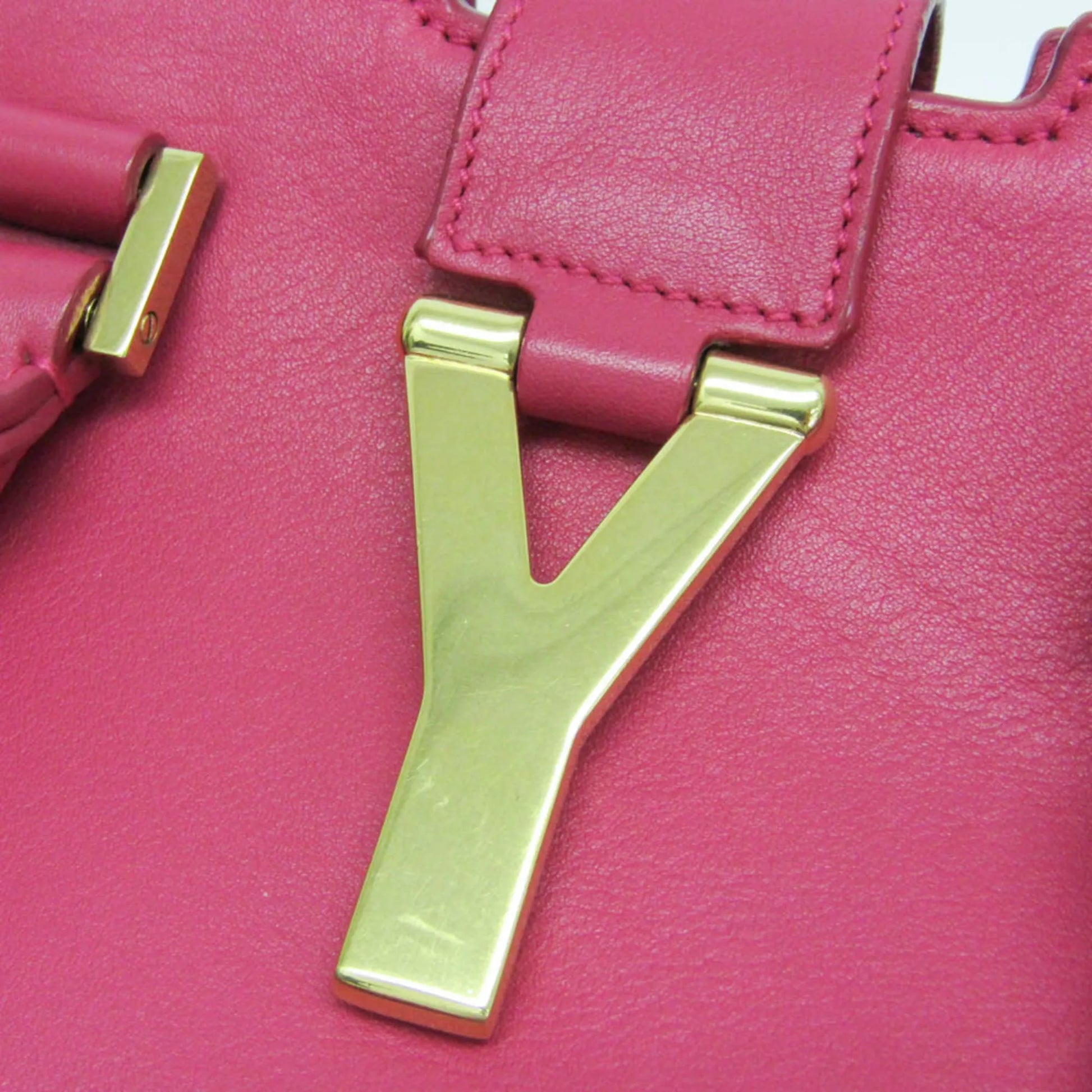 Saint Laurent Classic Y Cabas Leather, Pink, Leather, Handbag