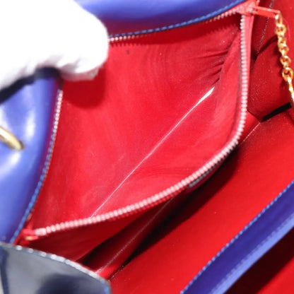 Celine Vintage Carriage Top Handle Leather, Blue, Leather, Handbag