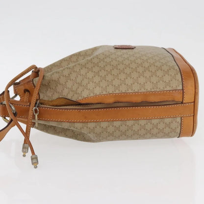 Celine Drawstring Bucket Triomphe Coated Canvas, Beige, Canvas, Handbag