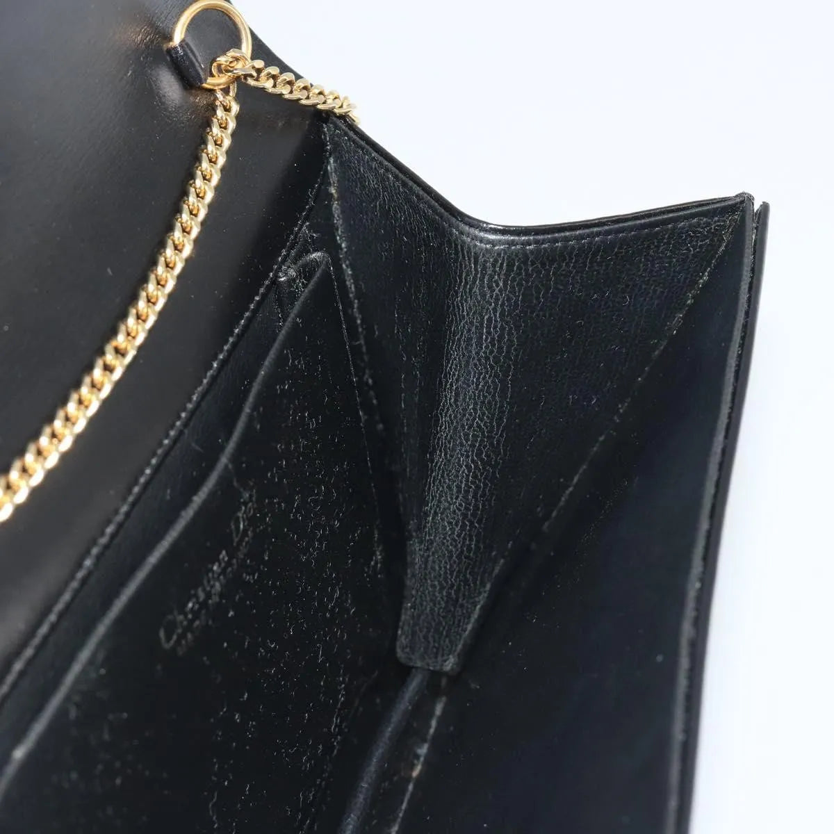 Christian Dior Vintage Clipper closure clutch with logo leather, Black, Leather, Crossbody Bag