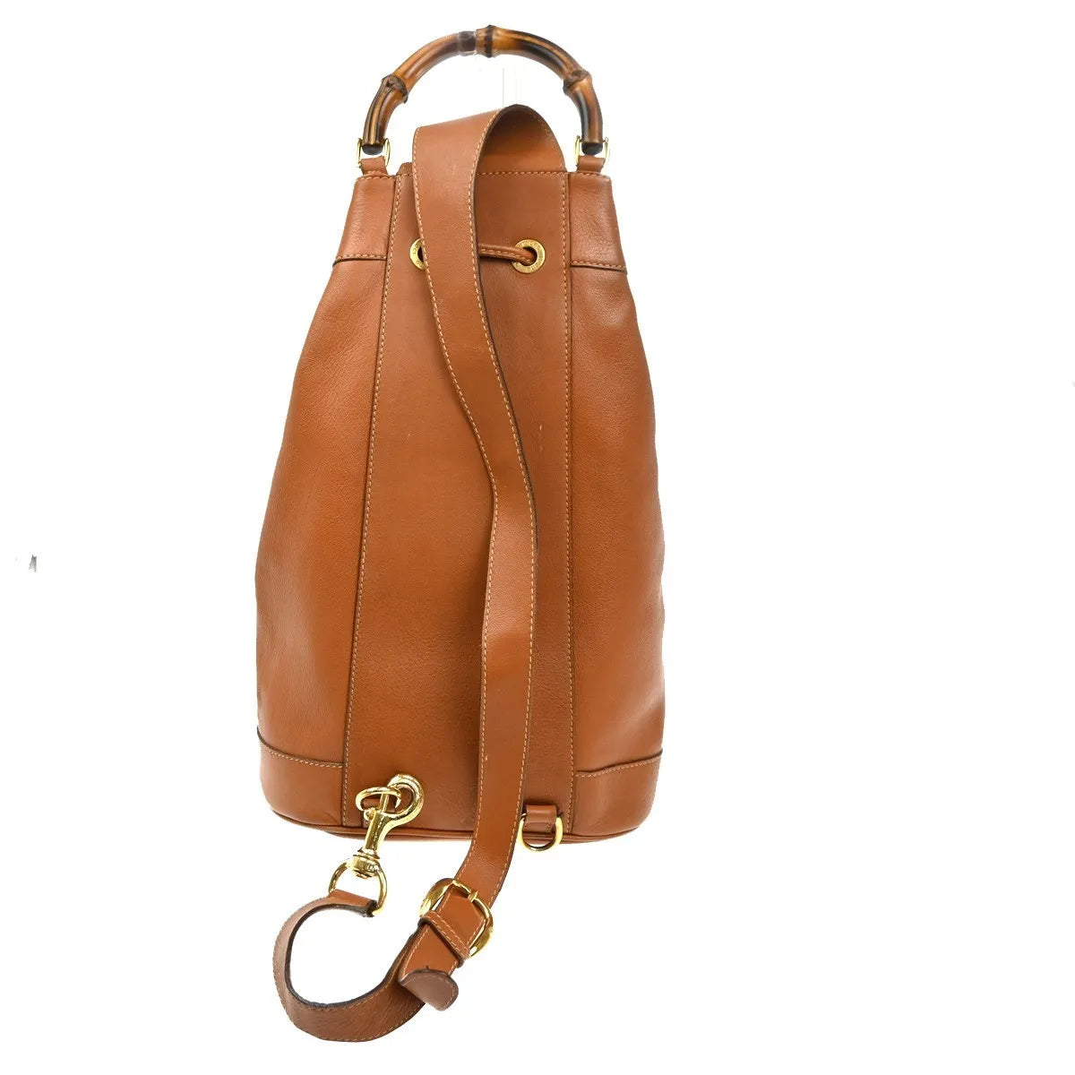 Gucci Vintage Bamboo Sling Leather, Brown, Leather, Backpack