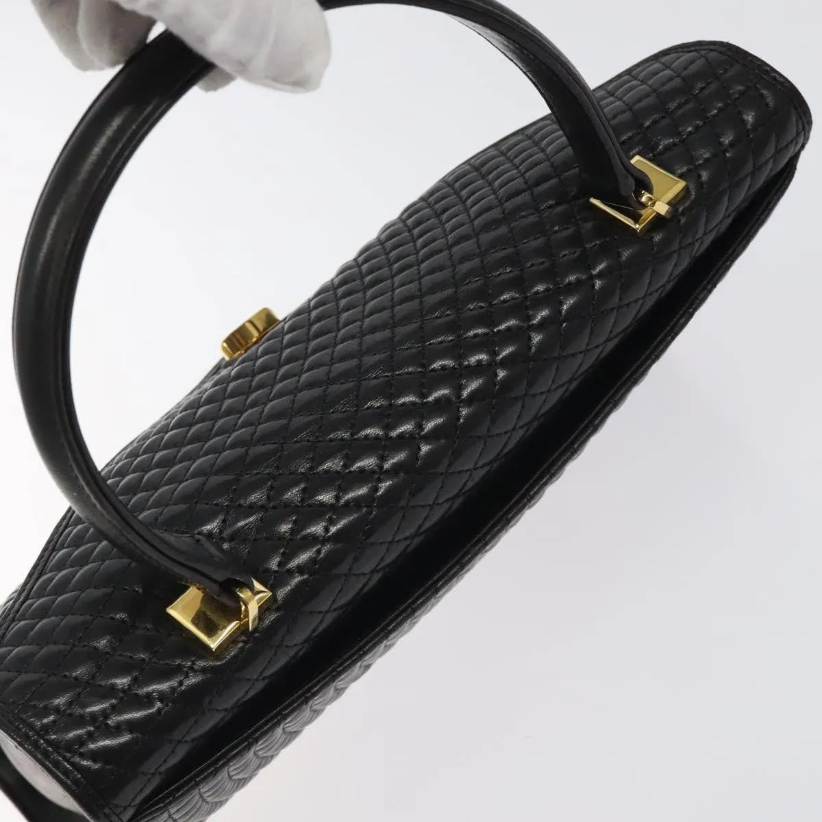 Bally Vintage Quilted Leather, Black, Leather, Handbag