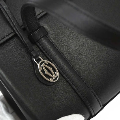 Cartier Cabochon Leather, Black, Leather, Handbag
