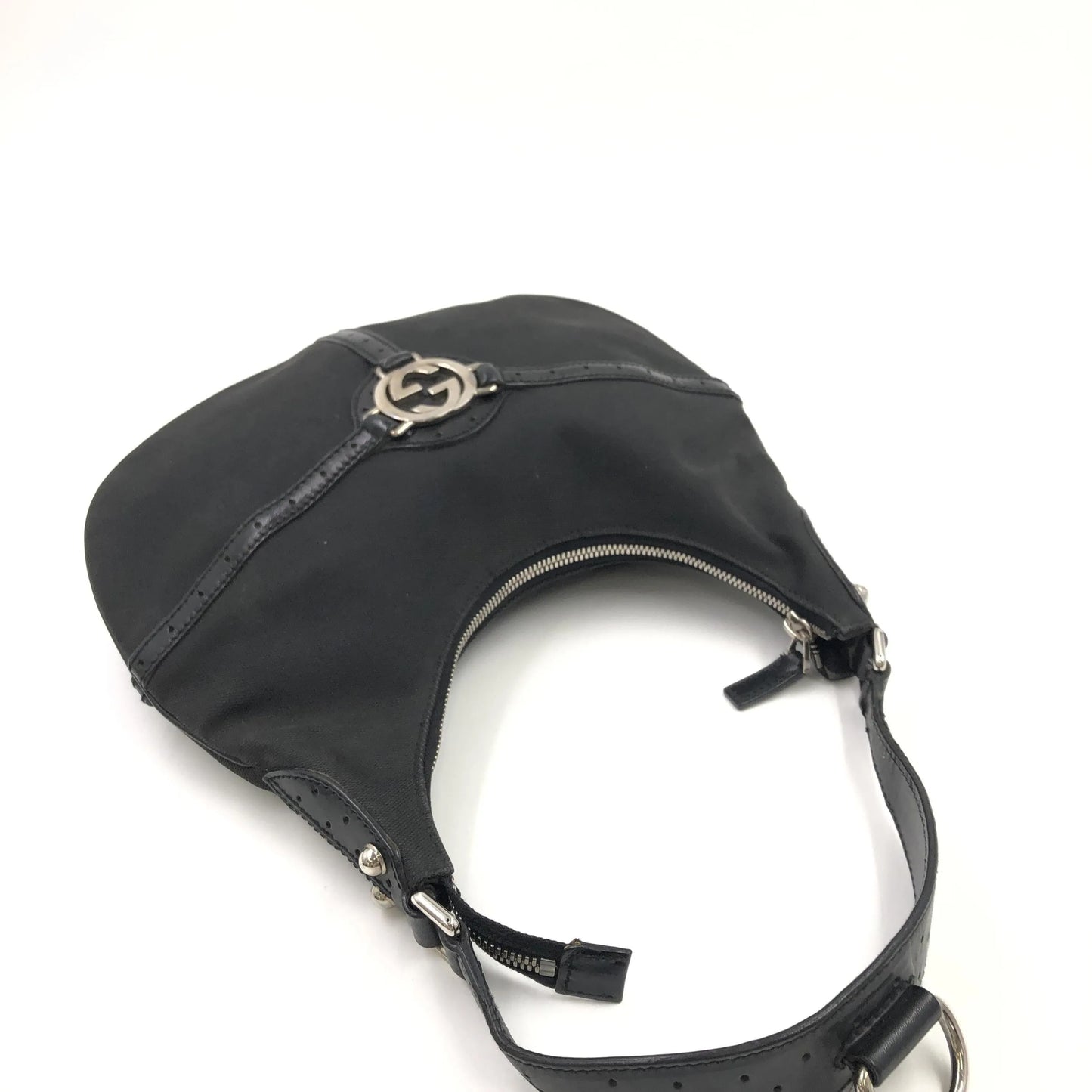 Gucci Reins Web Hobo Canvas, Black, Canvas, Handbag