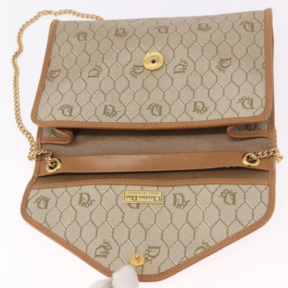 Christian Dior Vintage Honeycomb chain Canvas, Beige, Canvas, Shoulder Bag