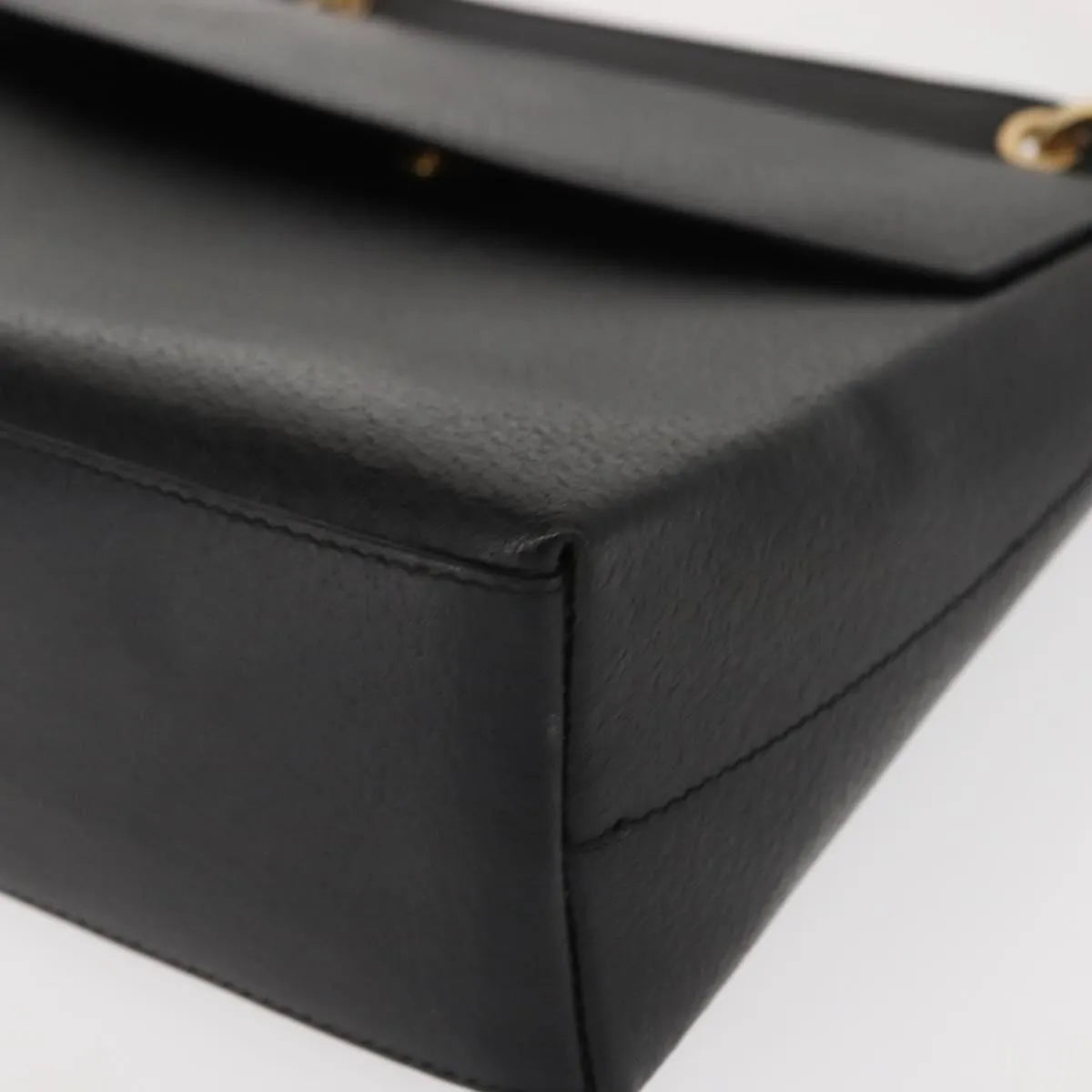 Gucci Vintage Bamboo Handle Leather, Black, Leather, Handbag
