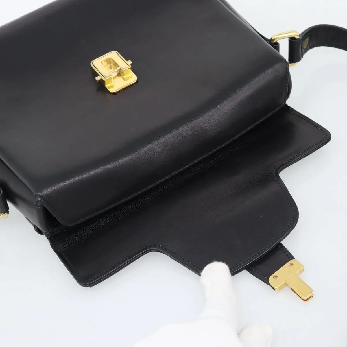Gucci Vintage Leather, Black, Leather, Shoulder Bag