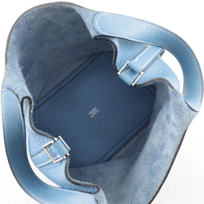Hermes Picotin Lock Clemence, Blue, Leather, Handbag